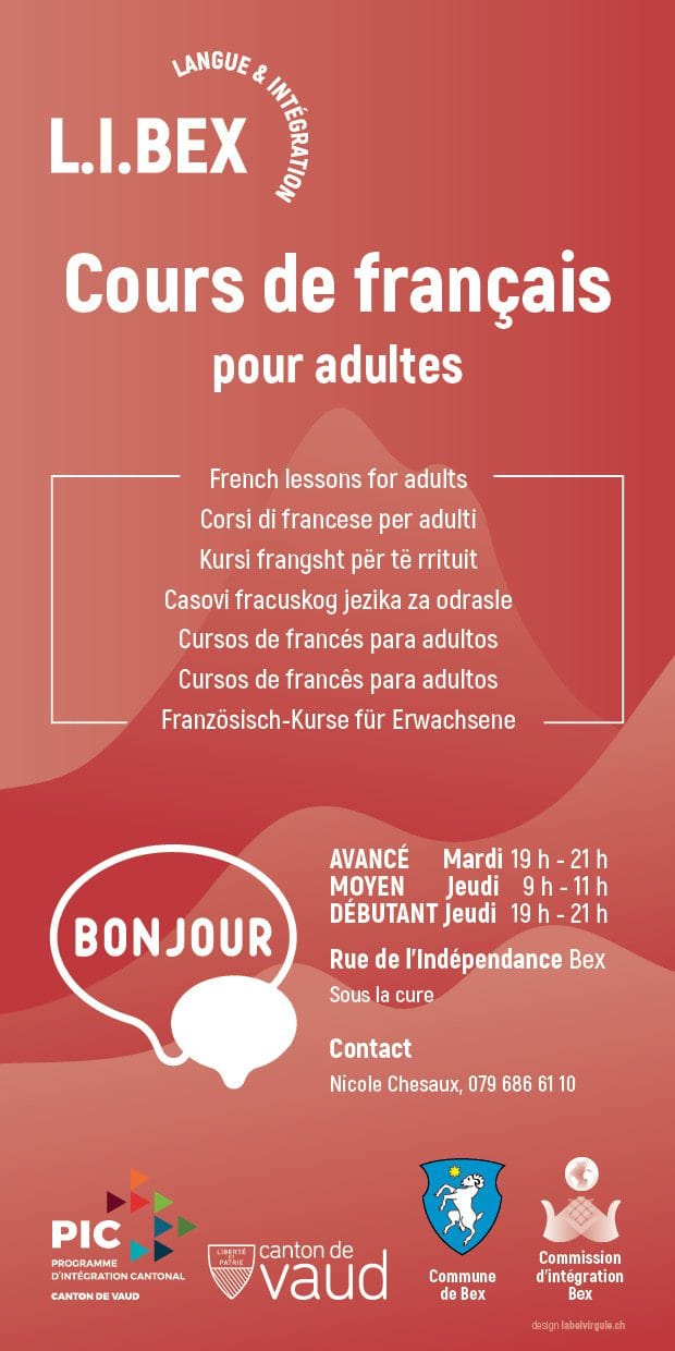 Flyer Langue & Intégration Bex: cours de français